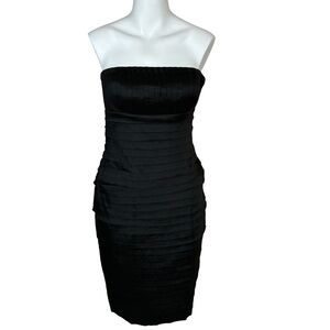 Calvin Klein Black Strapless Elegant Black Strapless Tiered Dress- Sz 4